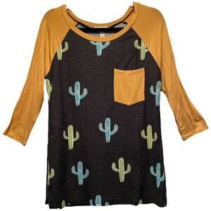Promesa Cactus Print Raglan Sleeve Top Medium